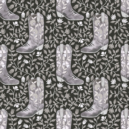 York Wallcoverings RoomMates Cowgirl Like Me Black Peel and Stick Wallpaper Country Botanical Blacks  Wallpaper - RMWS1264