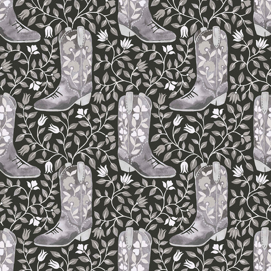 York Wallcoverings RoomMates Cowgirl Like Me Black Peel and Stick Wallpaper Country Botanical Blacks  Wallpaper - RMWS1264