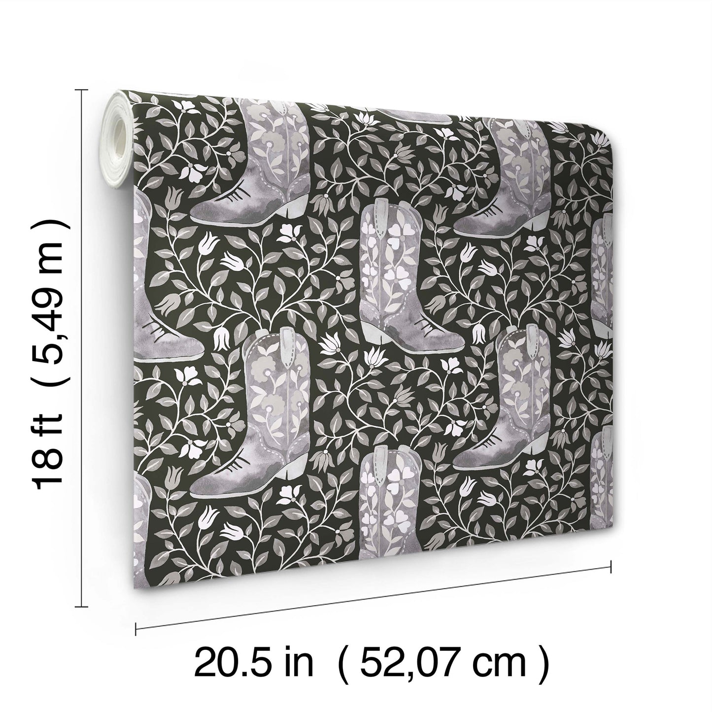 York Wallcoverings RoomMates Cowgirl Like Me Black Peel and Stick Wallpaper Country Botanical Blacks  Wallpaper - RMWS1264