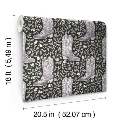 York Wallcoverings RoomMates Cowgirl Like Me Black Peel and Stick Wallpaper Country Botanical Blacks  Wallpaper - RMWS1264