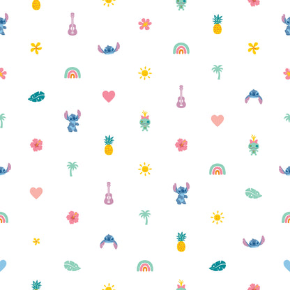 York Wallcoverings RoomMates Disney Stitch Aloha Mini Print Blue and Pink Peel and Stick Wallpaper Kids Graphics Whites and Off-Whites  Wallpaper - RMWS1267