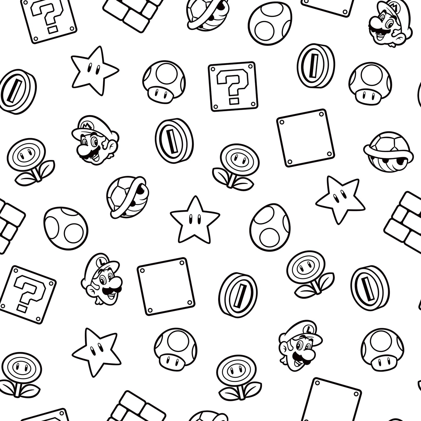York Wallcoverings RoomMates Nintendo Super Mario Power Up Icons Black and White Peel and Stick Wallpaper Kids Graphics Whites and Off-Whites  Wallpaper - RMWS1268