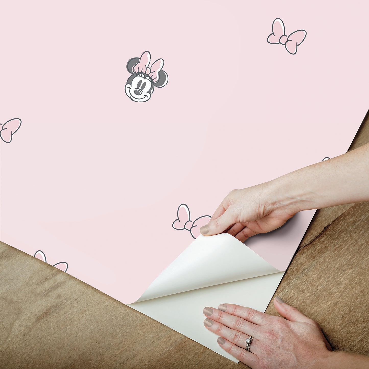 York Wallcoverings RoomMates Disney Minnie Mouse Sweet Bows Pink Peel and Stick Wallpaper Kids Graphics Pinks  Wallpaper - RMWS1269