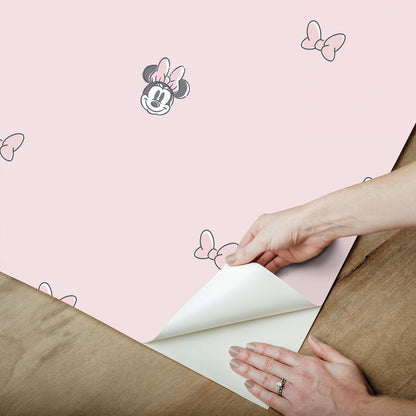 York Wallcoverings RoomMates Disney Minnie Mouse Sweet Bows Pink Peel and Stick Wallpaper Kids Graphics Pinks  Wallpaper - RMWS1269