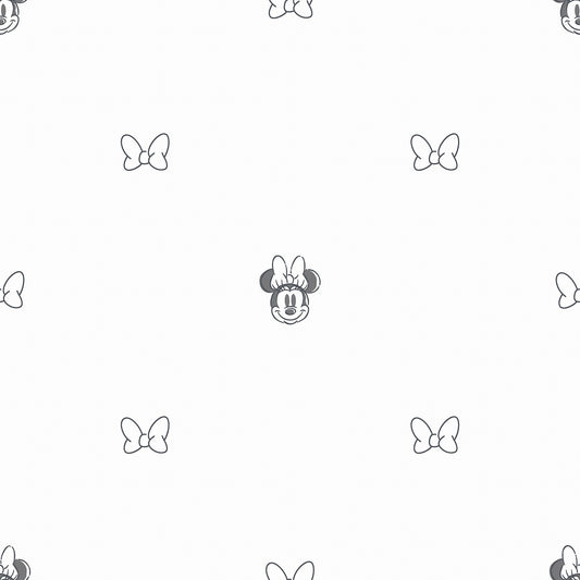 York Wallcoverings RoomMates Disney Minnie Mouse Sweet Bows Black and White Peel and Stick Wallpaper Kids Graphics Whites and Off-Whites  Wallpaper - RMWS1270