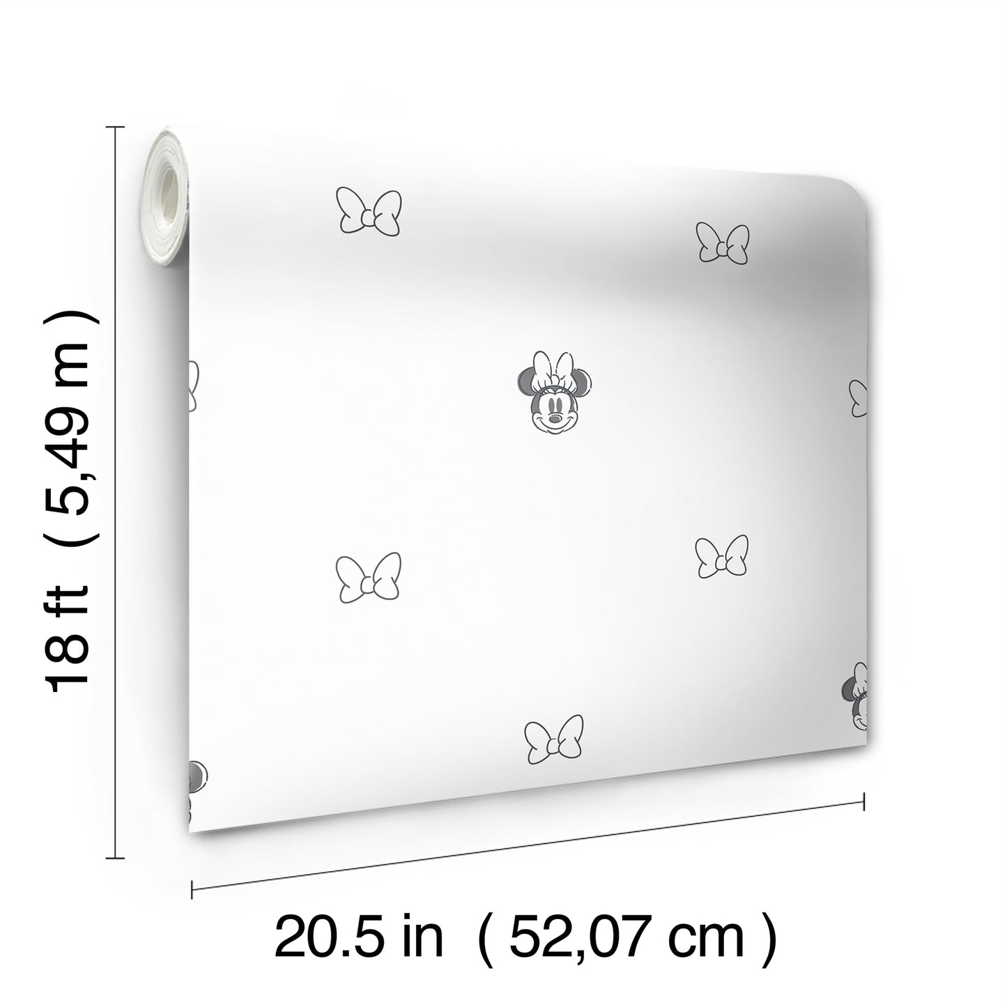 York Wallcoverings RoomMates Disney Minnie Mouse Sweet Bows Black and White Peel and Stick Wallpaper Kids Graphics Whites and Off-Whites  Wallpaper - RMWS1270