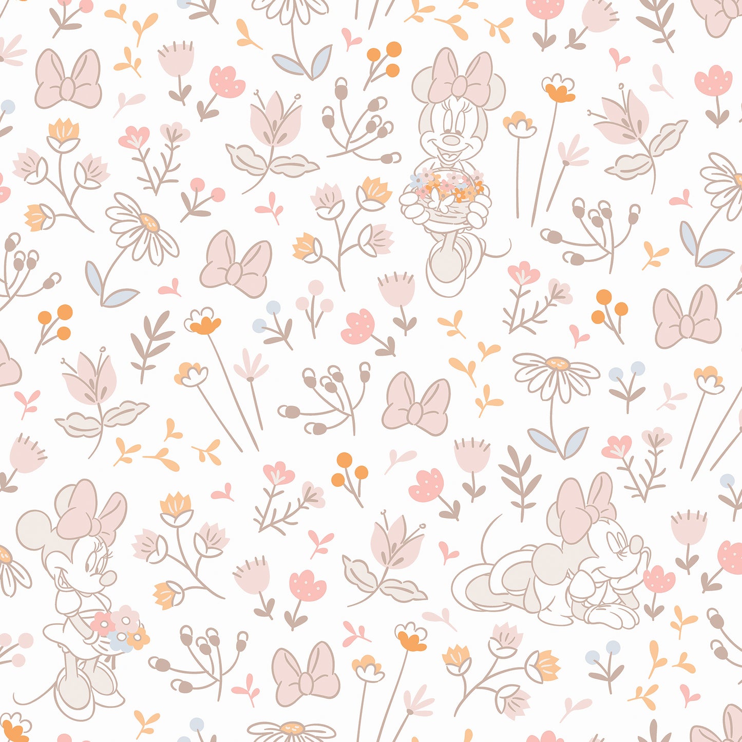 York Wallcoverings RoomMates Disney Minnie Mouse Pretty as a Flower Pink Peel and Stick Wallpaper Kids Graphics Pinks  Wallpaper - RMWS1271