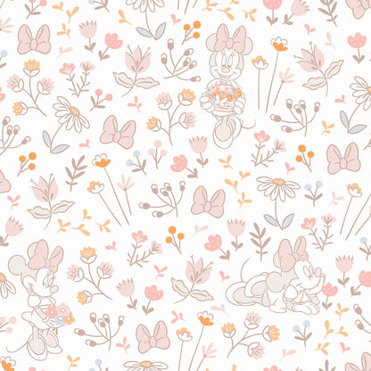 York Wallcoverings RoomMates Disney Minnie Mouse Pretty as a Flower Pink Peel and Stick Wallpaper Kids Graphics Pinks  Wallpaper - RMWS1271