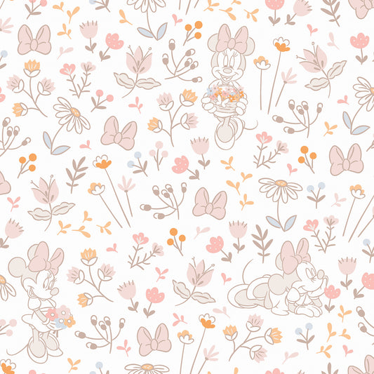 York Wallcoverings RoomMates Disney Minnie Mouse Pretty as a Flower Pink Peel and Stick Wallpaper Kids Graphics Pinks  Wallpaper - RMWS1271
