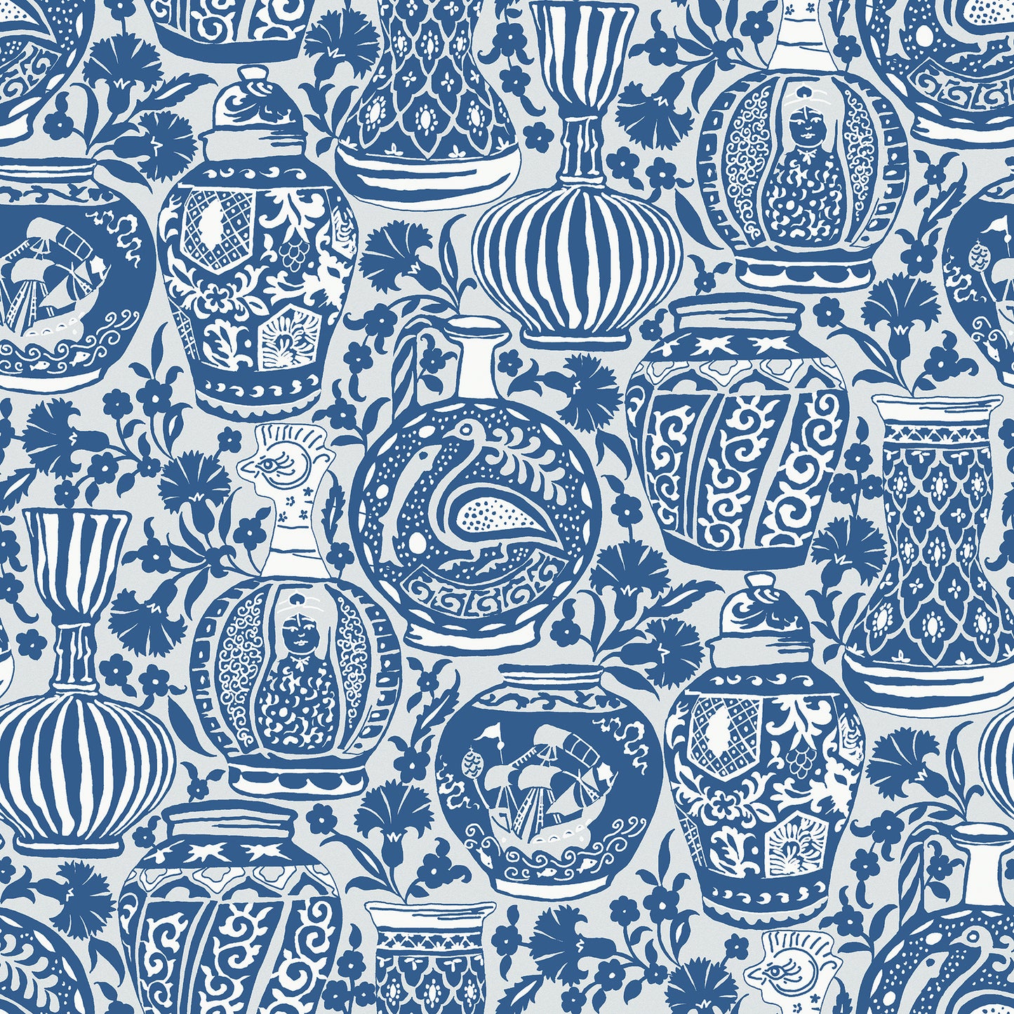York Wallcoverings RoomMates Delft Pottery Blue Peel and Stick Wallpaper Modern Global Blues  Wallpaper - RMWS1273