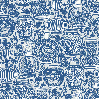 York Wallcoverings RoomMates Delft Pottery Blue Peel and Stick Wallpaper Modern Global Blues  Wallpaper - RMWS1273