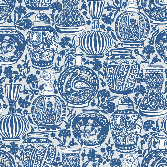 York Wallcoverings RoomMates Delft Pottery Blue Peel and Stick Wallpaper Modern Global Blues  Wallpaper - RMWS1273