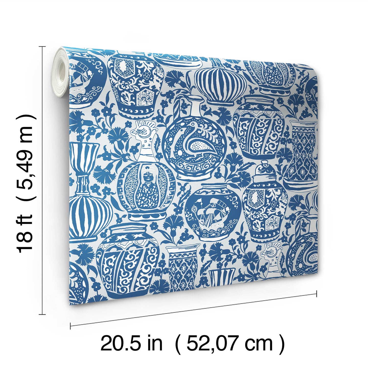 York Wallcoverings RoomMates Delft Pottery Blue Peel and Stick Wallpaper Modern Global Blues  Wallpaper - RMWS1273