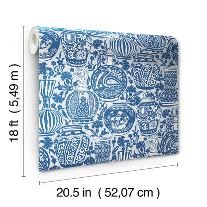 York Wallcoverings RoomMates Delft Pottery Blue Peel and Stick Wallpaper Modern Global Blues  Wallpaper - RMWS1273