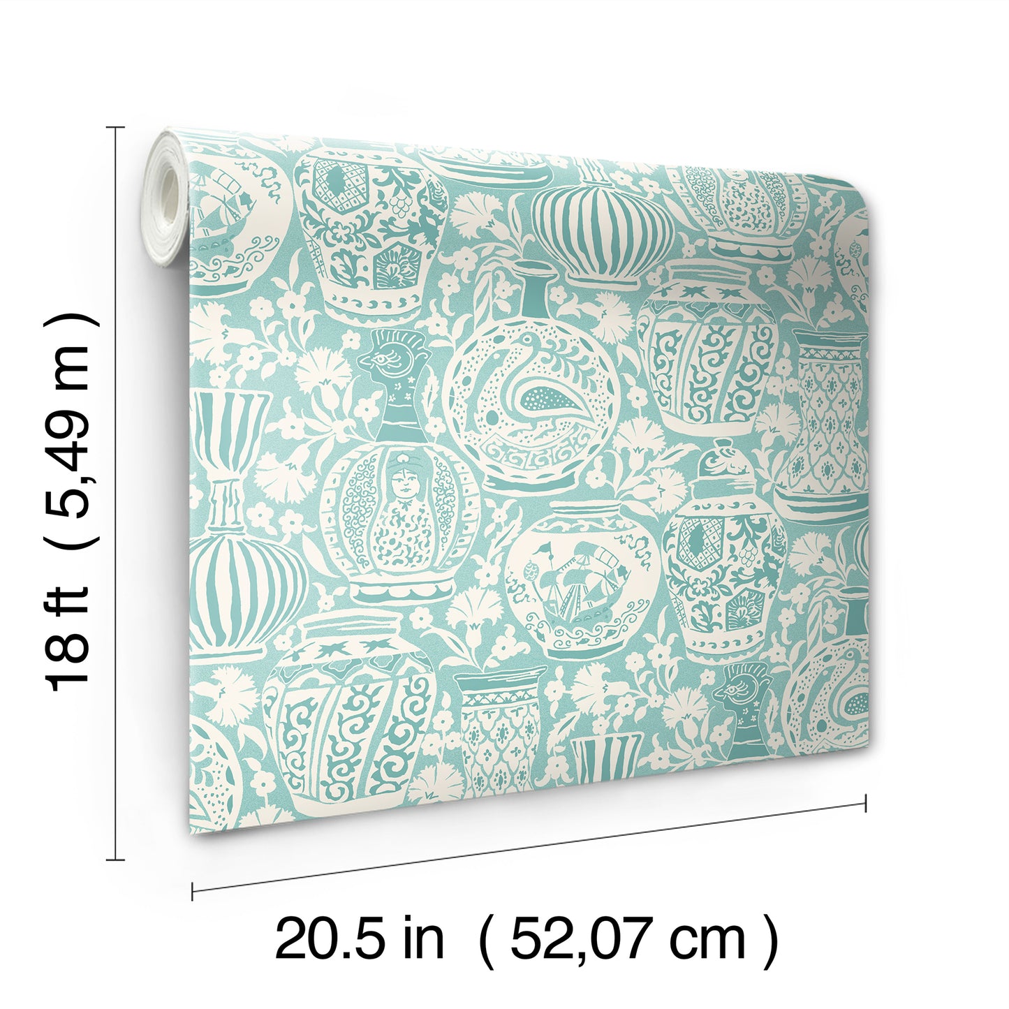 York Wallcoverings RoomMates Delft Pottery Aqua Peel and Stick Wallpaper Modern Global Greens  Wallpaper - RMWS1274