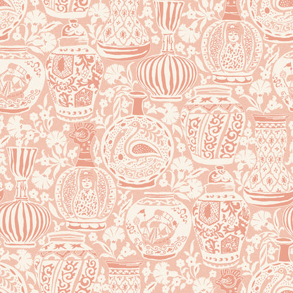 York Wallcoverings RoomMates Delft Pottery Peach Peel and Stick Wallpaper Modern Global Pinks  Wallpaper - RMWS1275