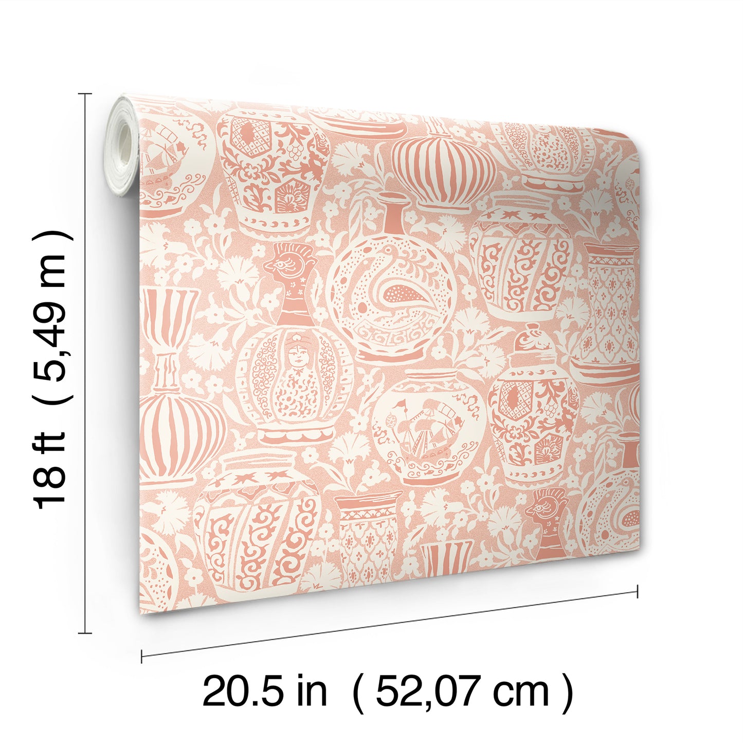 York Wallcoverings RoomMates Delft Pottery Peach Peel and Stick Wallpaper Modern Global Pinks  Wallpaper - RMWS1275