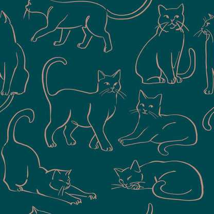 York Wallcoverings RoomMates Cat Poses Emerald Peel and Stick Wallpaper Whimsical Animals Greens  Wallpaper - RMWS1276