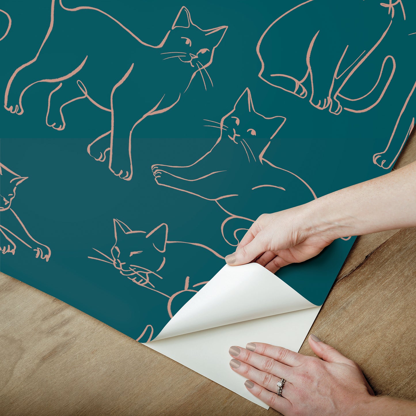 York Wallcoverings RoomMates Cat Poses Emerald Peel and Stick Wallpaper Whimsical Animals Greens  Wallpaper - RMWS1276