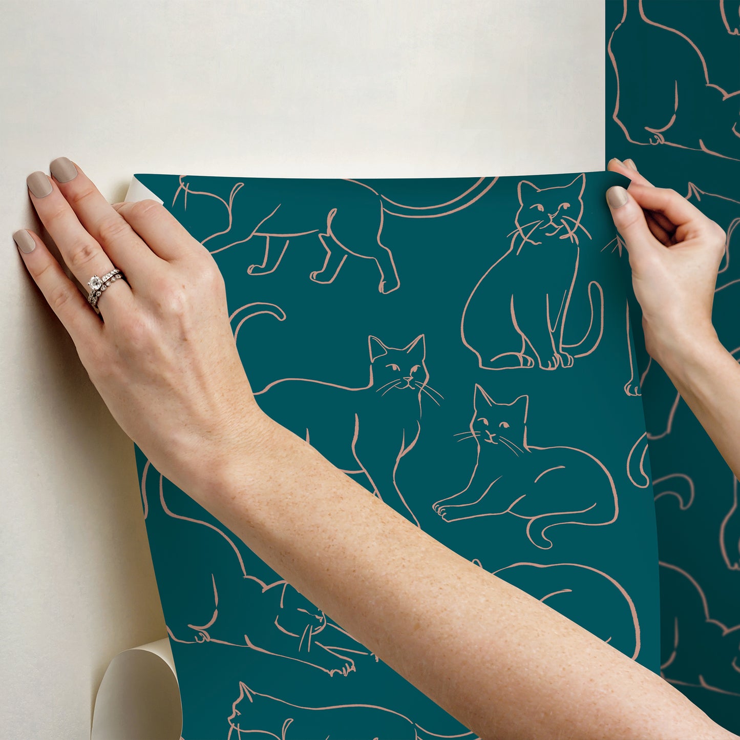 York Wallcoverings RoomMates Cat Poses Emerald Peel and Stick Wallpaper Whimsical Animals Greens  Wallpaper - RMWS1276