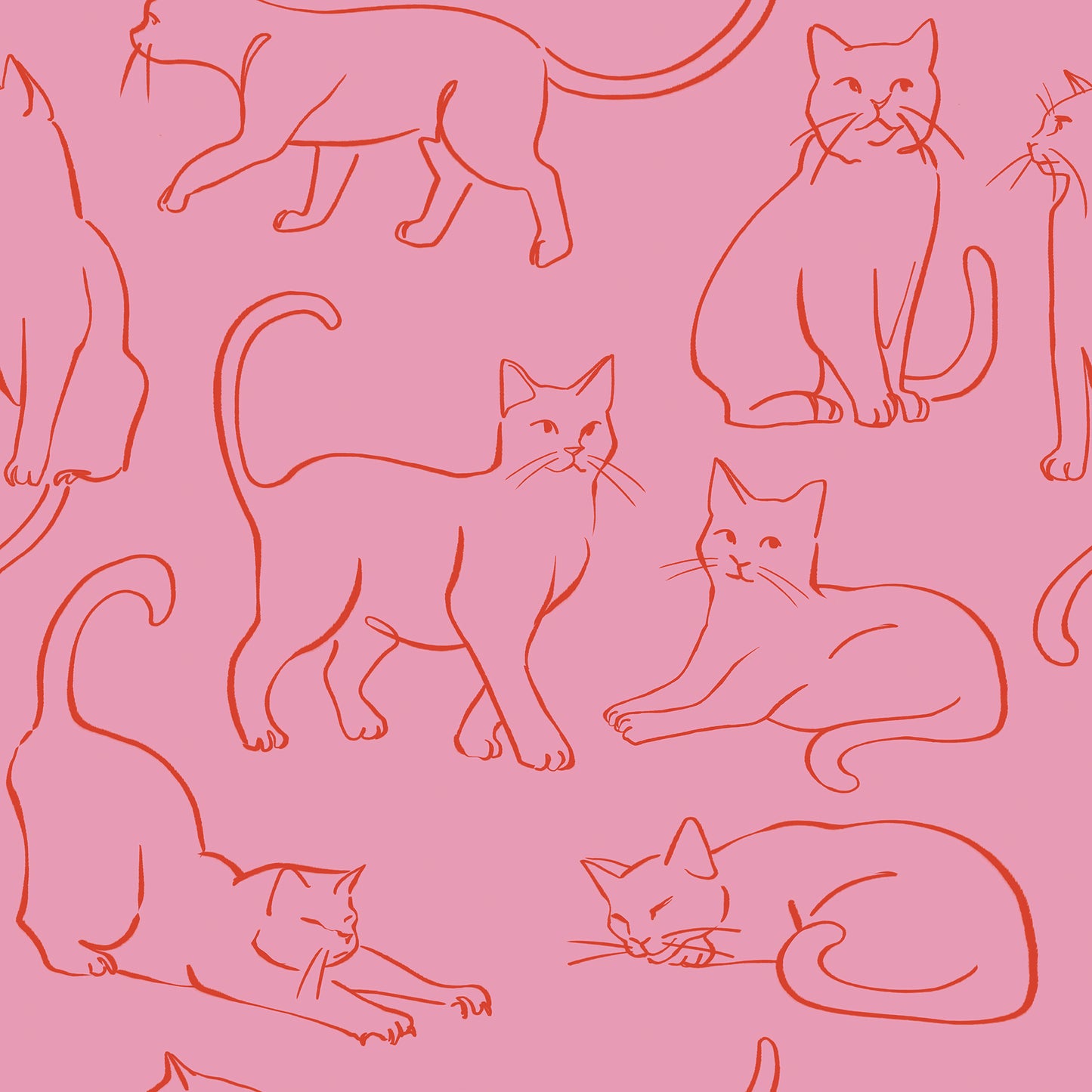 York Wallcoverings RoomMates Cat Poses Pink Peel and Stick Wallpaper Whimsical Animals Pinks  Wallpaper - RMWS1277