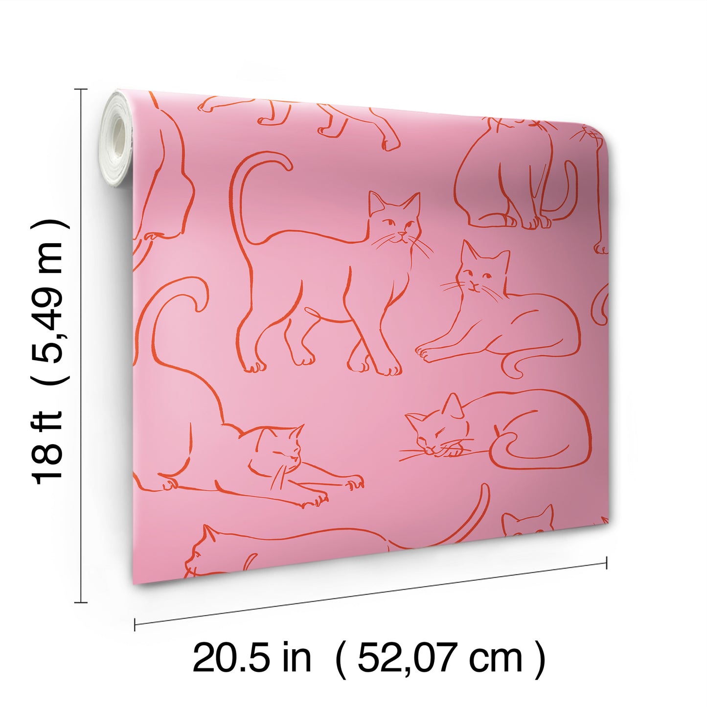 York Wallcoverings RoomMates Cat Poses Pink Peel and Stick Wallpaper Whimsical Animals Pinks  Wallpaper - RMWS1277
