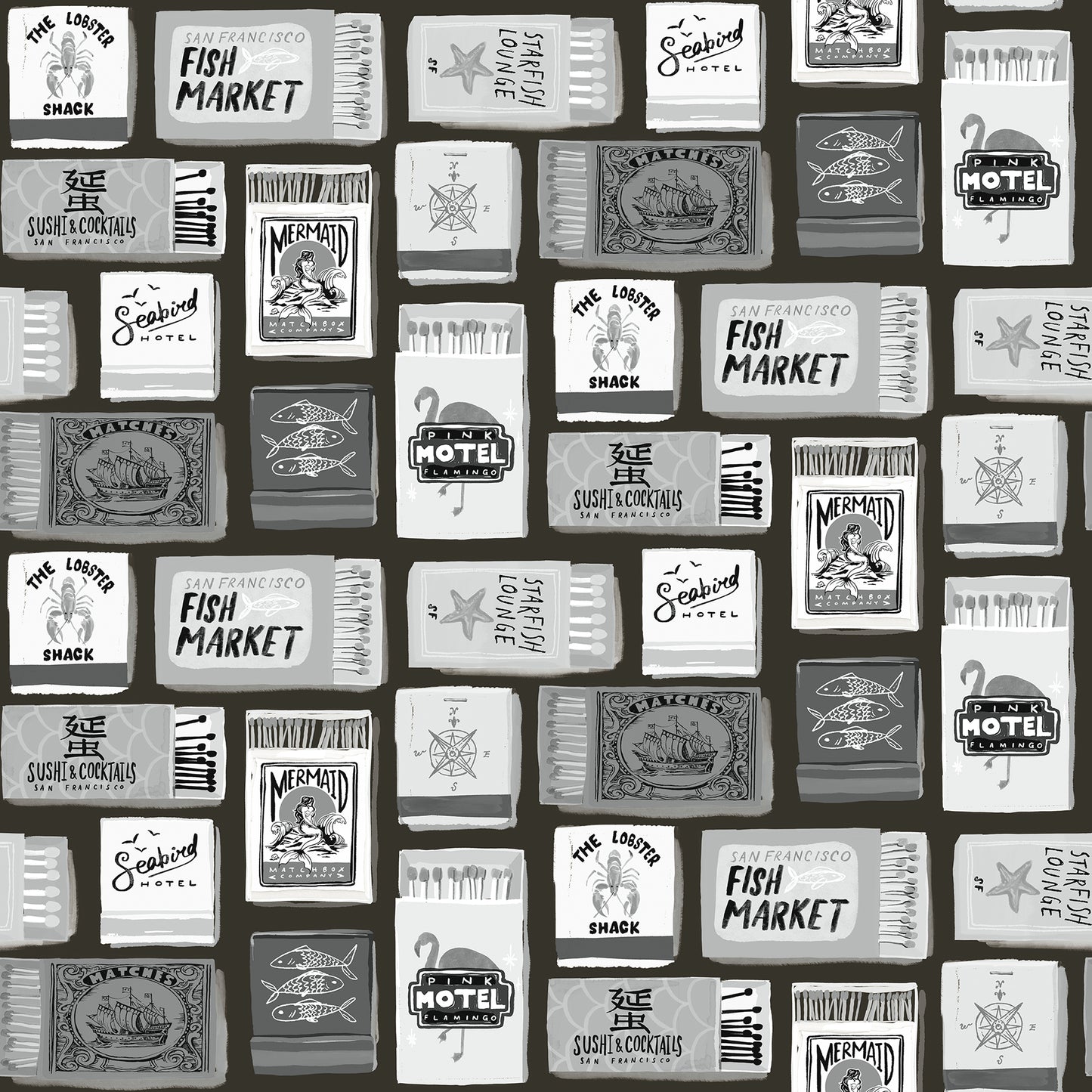 York Wallcoverings RoomMates The Perfect Match Black Peel and Stick Wallpaper Whimsical Graphics Blacks  Wallpaper - RMWS1280