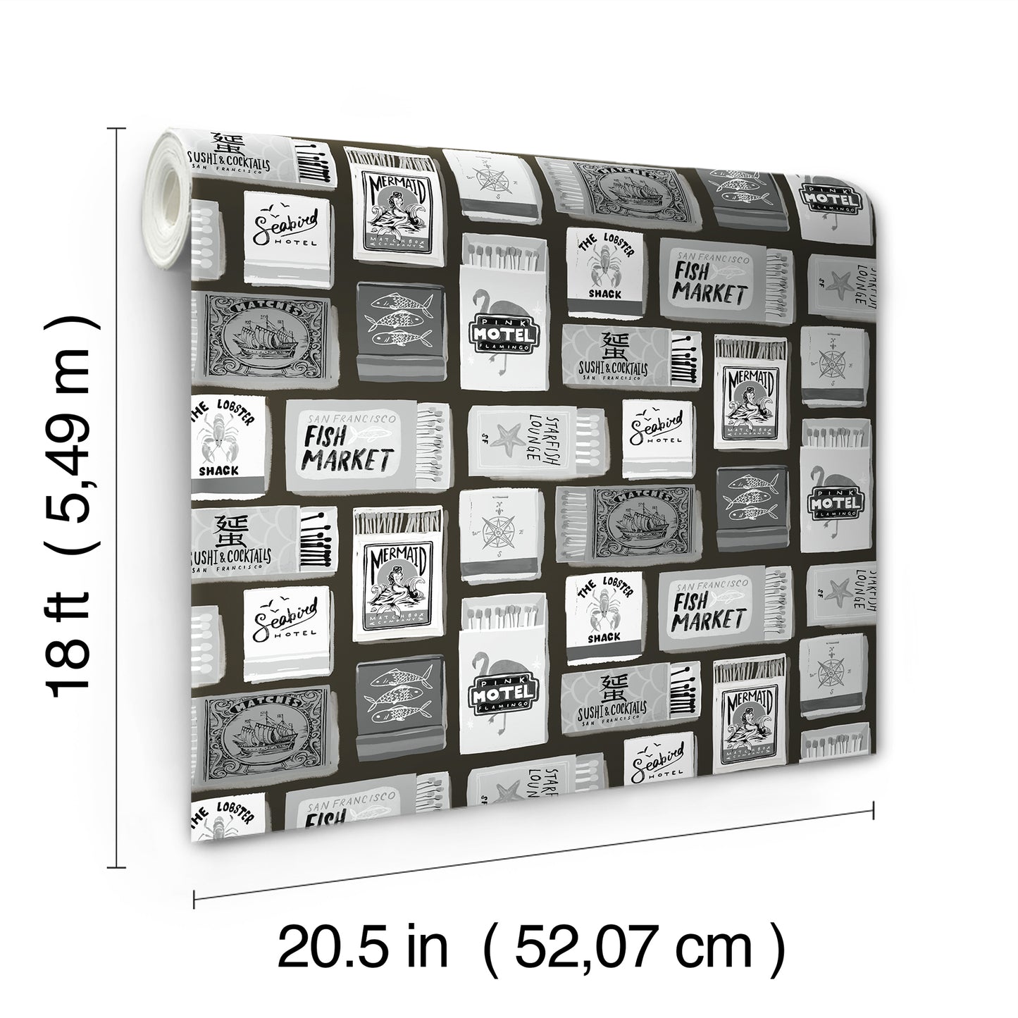 York Wallcoverings RoomMates The Perfect Match Black Peel and Stick Wallpaper Whimsical Graphics Blacks  Wallpaper - RMWS1280