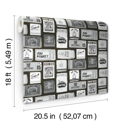 York Wallcoverings RoomMates The Perfect Match Black Peel and Stick Wallpaper Whimsical Graphics Blacks  Wallpaper - RMWS1280