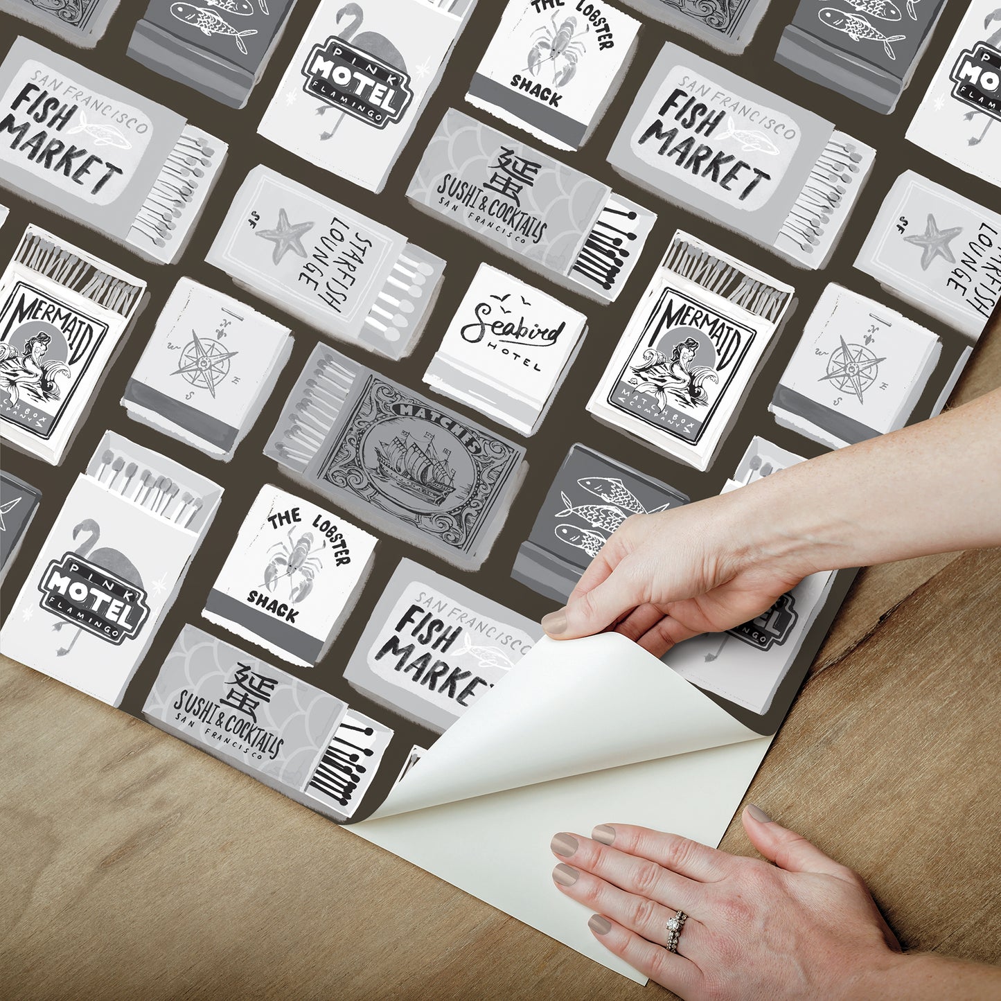 York Wallcoverings RoomMates The Perfect Match Black Peel and Stick Wallpaper Whimsical Graphics Blacks  Wallpaper - RMWS1280