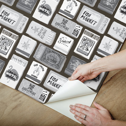 York Wallcoverings RoomMates The Perfect Match Black Peel and Stick Wallpaper Whimsical Graphics Blacks  Wallpaper - RMWS1280