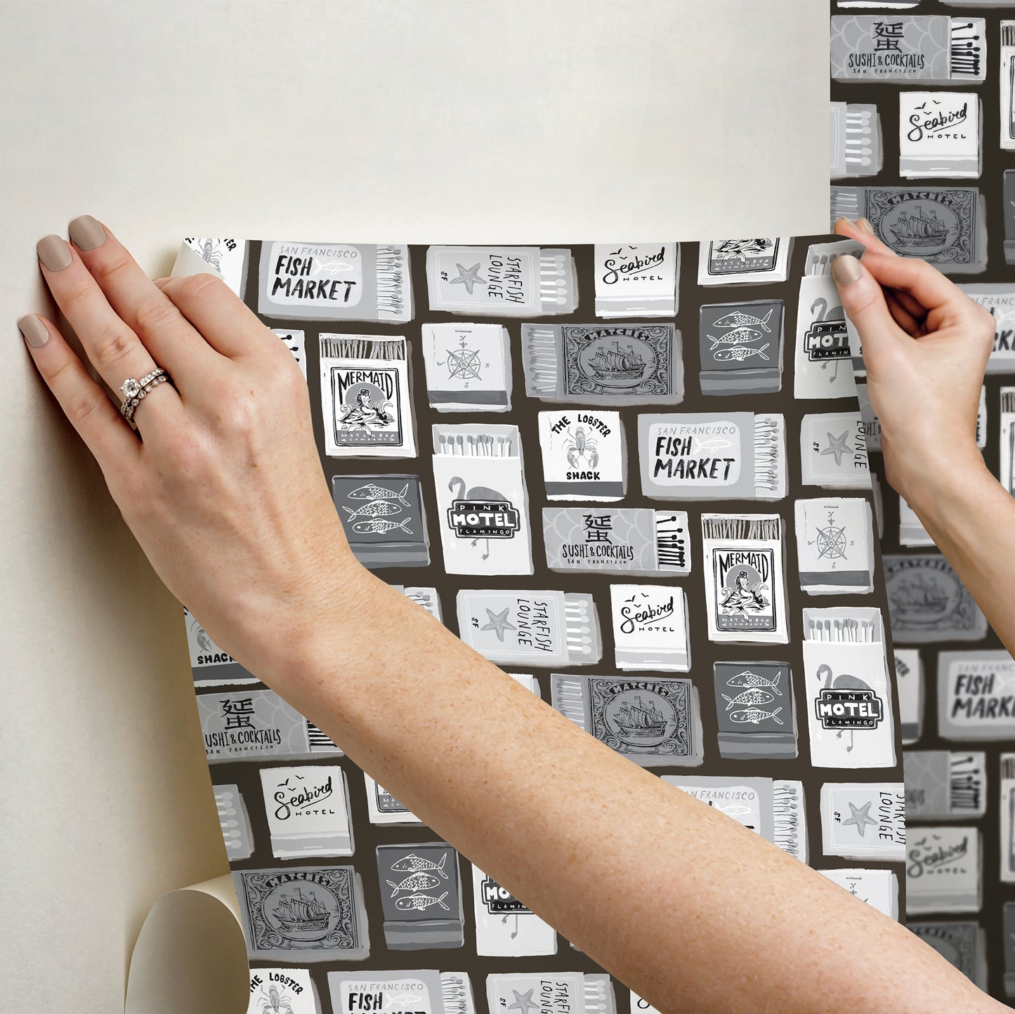 York Wallcoverings RoomMates The Perfect Match Black Peel and Stick Wallpaper Whimsical Graphics Blacks  Wallpaper - RMWS1280