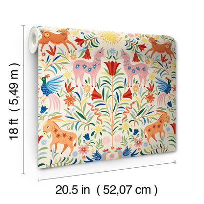 York Wallcoverings RoomMates Whimsical Creatures Cream Peel and Stick Wallpaper Whimsical Animals Whites and Off-Whites  Wallpaper - RMWS1281