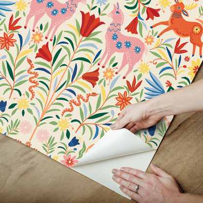 York Wallcoverings RoomMates Whimsical Creatures Cream Peel and Stick Wallpaper Whimsical Animals Whites and Off-Whites  Wallpaper - RMWS1281