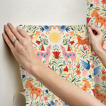 York Wallcoverings RoomMates Whimsical Creatures Cream Peel and Stick Wallpaper Whimsical Animals Whites and Off-Whites  Wallpaper - RMWS1281