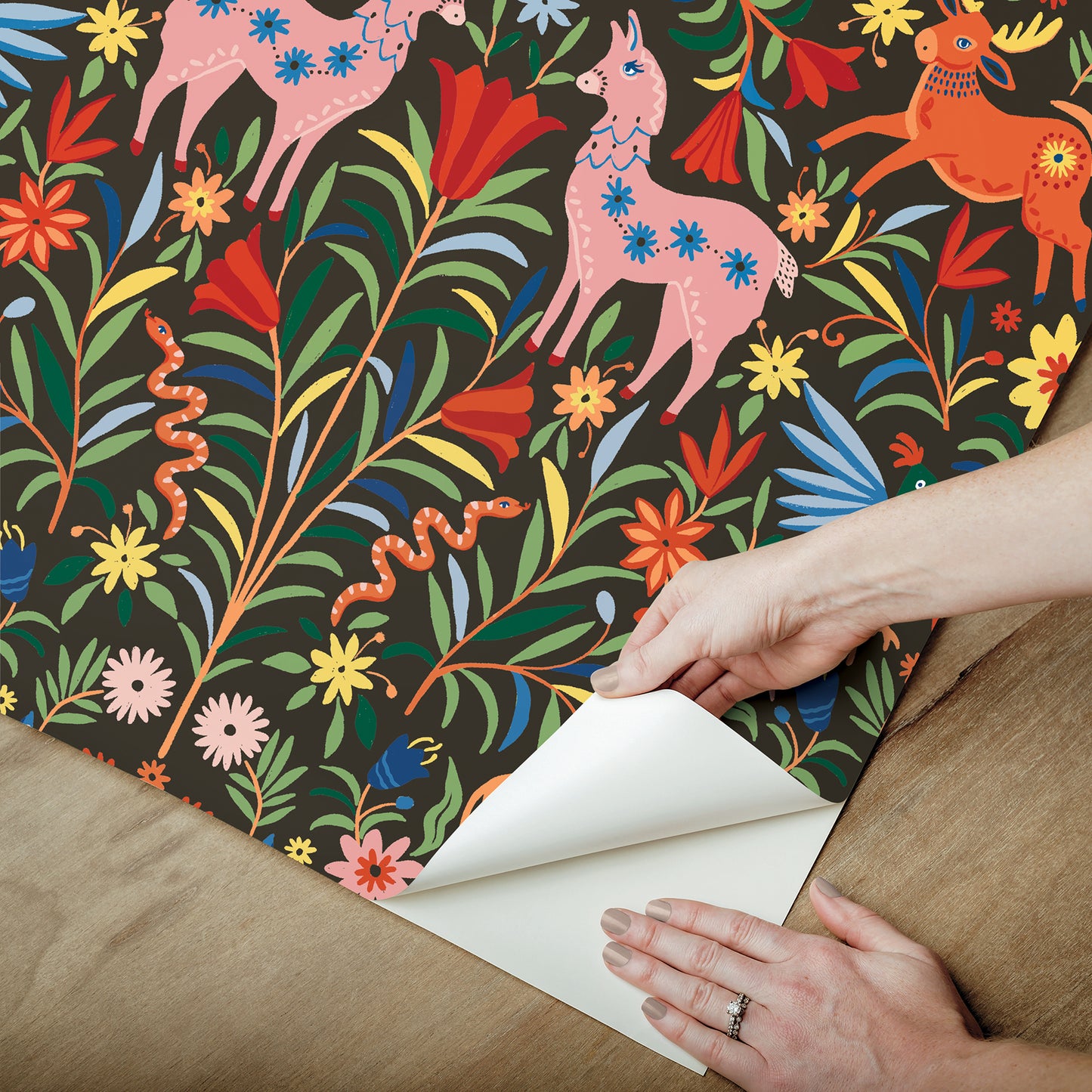 York Wallcoverings RoomMates Whimsical Creatures Black Peel and Stick Wallpaper Whimsical Animals Blacks  Wallpaper - RMWS1282