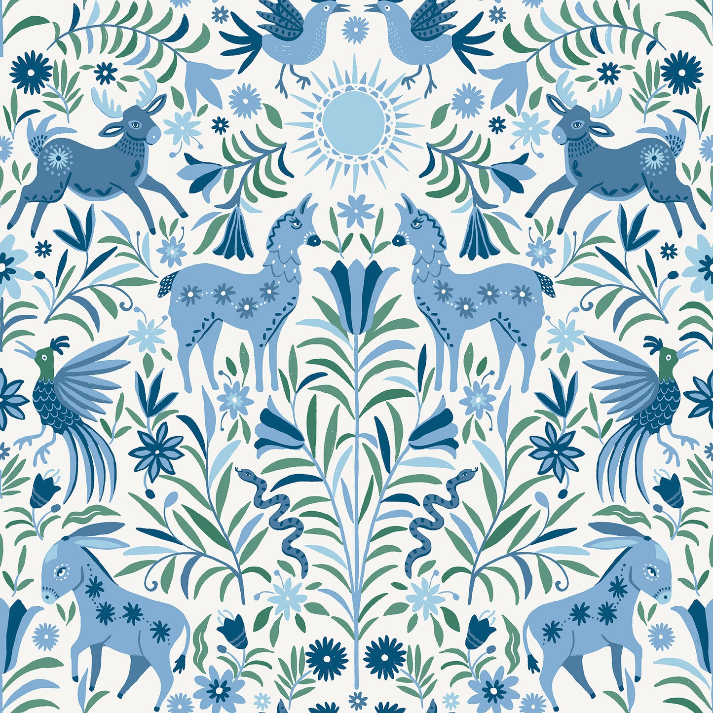York Wallcoverings RoomMates Whimsical Creatures Blue Peel and Stick Wallpaper Whimsical Animals Blues  Wallpaper - RMWS1283