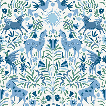 York Wallcoverings RoomMates Whimsical Creatures Blue Peel and Stick Wallpaper Whimsical Animals Blues  Wallpaper - RMWS1283