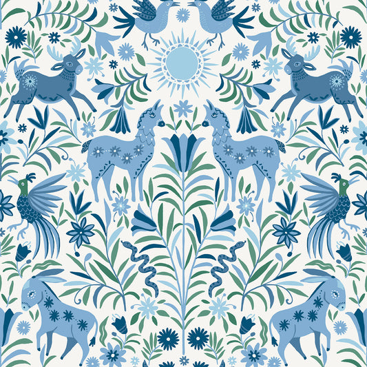 York Wallcoverings RoomMates Whimsical Creatures Blue Peel and Stick Wallpaper Whimsical Animals Blues  Wallpaper - RMWS1283