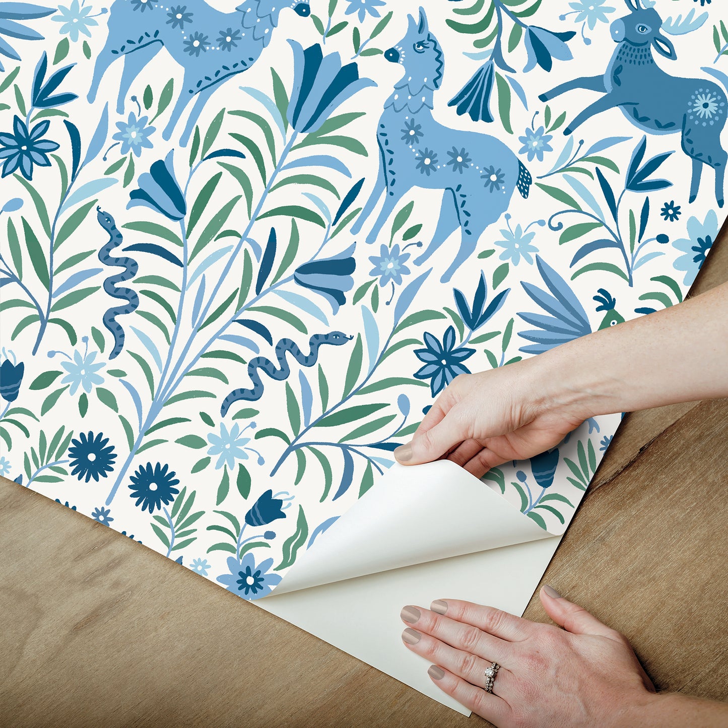 York Wallcoverings RoomMates Whimsical Creatures Blue Peel and Stick Wallpaper Whimsical Animals Blues  Wallpaper - RMWS1283