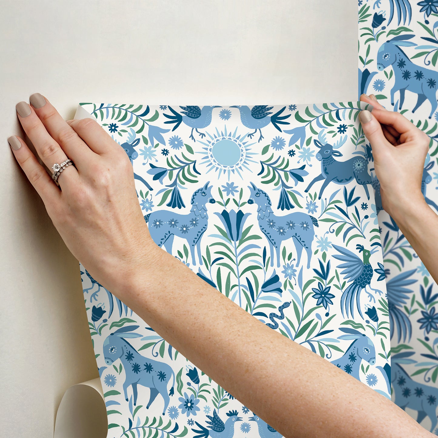 York Wallcoverings RoomMates Whimsical Creatures Blue Peel and Stick Wallpaper Whimsical Animals Blues  Wallpaper - RMWS1283