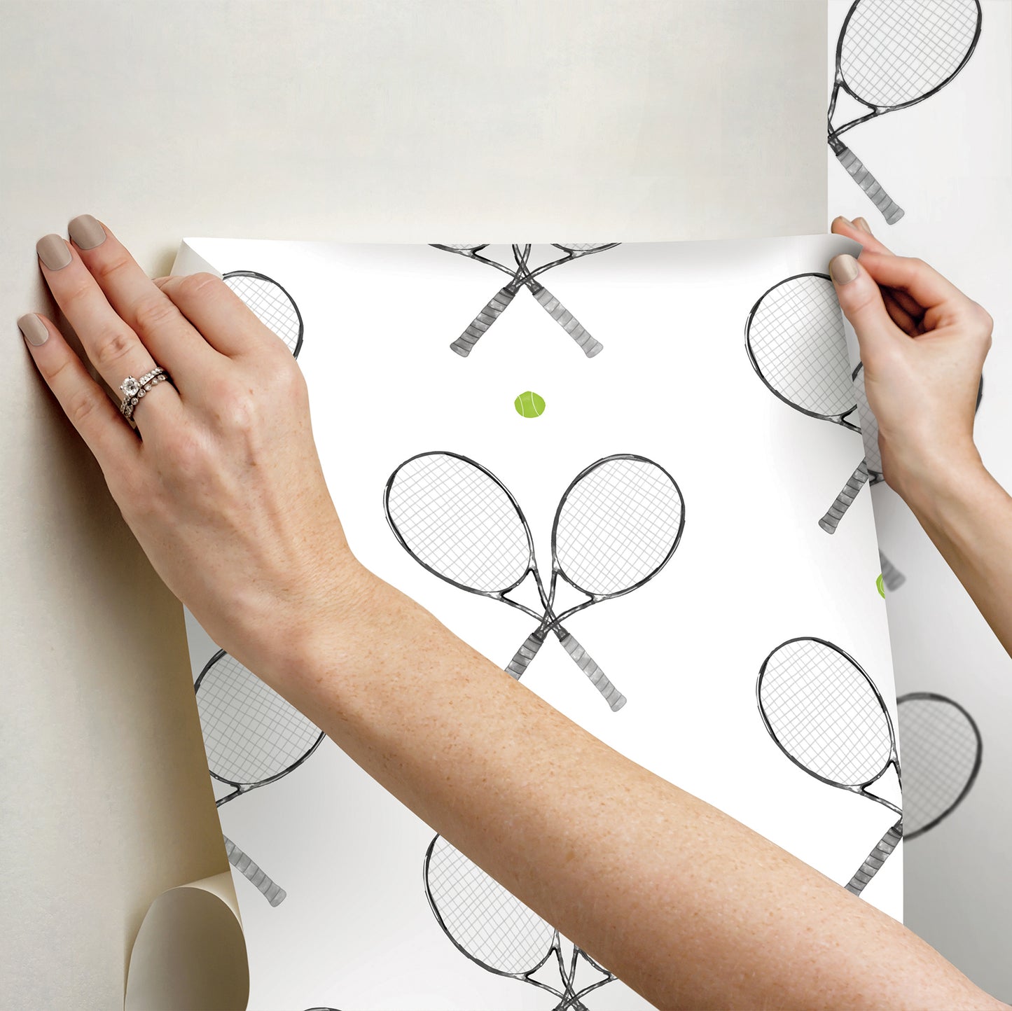 York Wallcoverings York Premium Peel + Stick Magnolia 40 Love Black and White Peel and Stick Wallpaper Whimsical Graphics Whites and Off-Whites  Wallpaper - RMWS1285