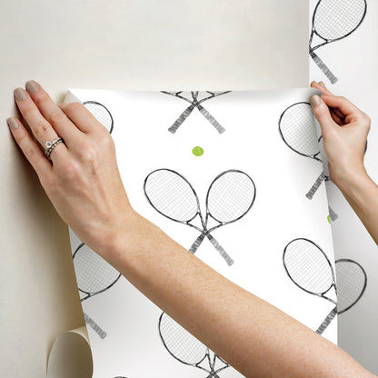 York Wallcoverings York Premium Peel + Stick Magnolia 40 Love Black and White Peel and Stick Wallpaper Whimsical Graphics Whites and Off-Whites  Wallpaper - RMWS1285