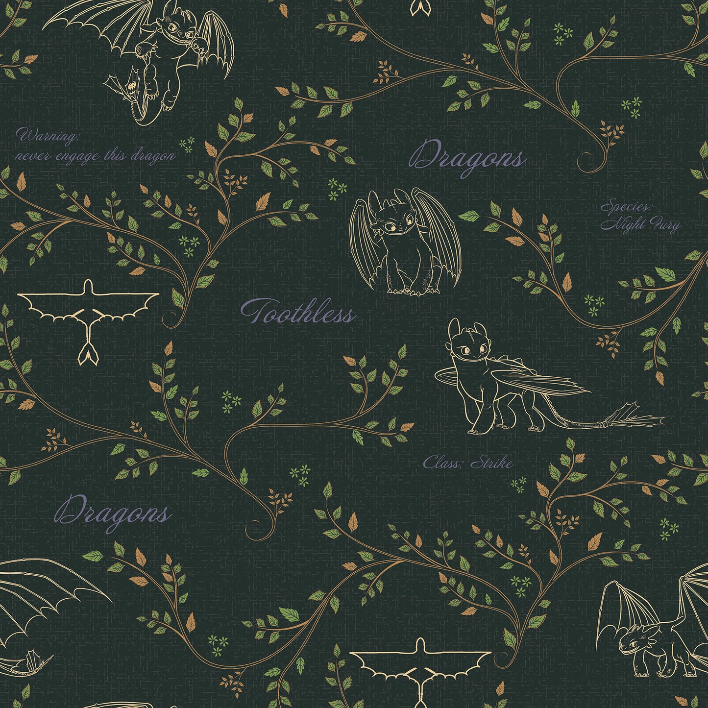 York Wallcoverings RoomMates How to Train Your Dragon Toothless Radical Nature Green Peel and Stick Wallpaper Whimsical Graphics Greens  Wallpaper - RMWS1297