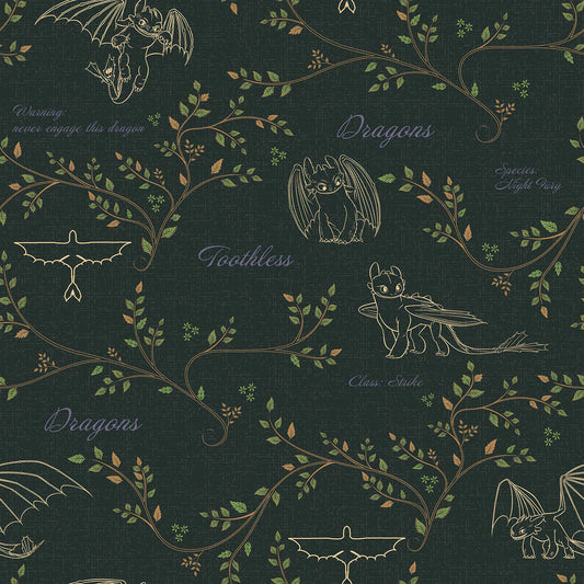 York Wallcoverings RoomMates How to Train Your Dragon Toothless Radical Nature Green Peel and Stick Wallpaper Whimsical Graphics Greens  Wallpaper - RMWS1297