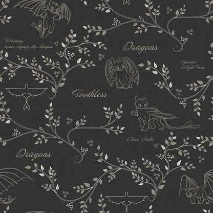 York Wallcoverings RoomMates How to Train Your Dragon Toothless Radical Nature Black Peel and Stick Wallpaper Whimsical Graphics Blacks  Wallpaper - RMWS1298