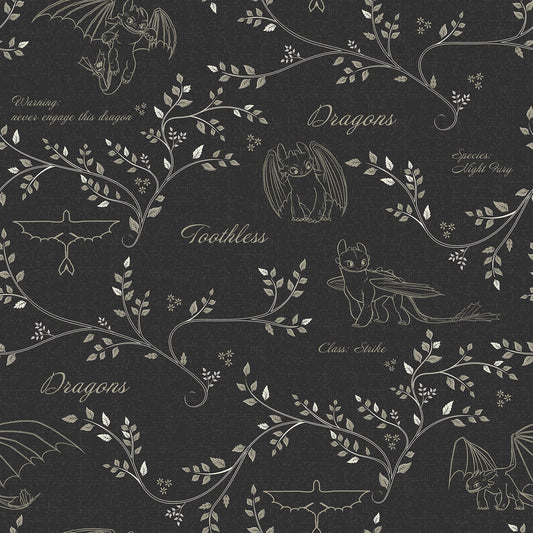 York Wallcoverings RoomMates How to Train Your Dragon Toothless Radical Nature Black Peel and Stick Wallpaper Whimsical Graphics Blacks  Wallpaper - RMWS1298