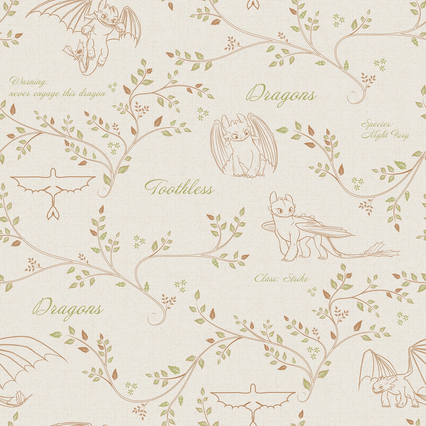 York Wallcoverings RoomMates How to Train Your Dragon Toothless Radical Nature Cream Peel and Stick Wallpaper Whimsical Graphics Neutrals  Wallpaper - RMWS1299