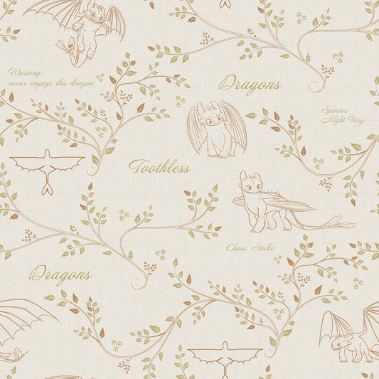 York Wallcoverings RoomMates How to Train Your Dragon Toothless Radical Nature Cream Peel and Stick Wallpaper Whimsical Graphics Neutrals  Wallpaper - RMWS1299