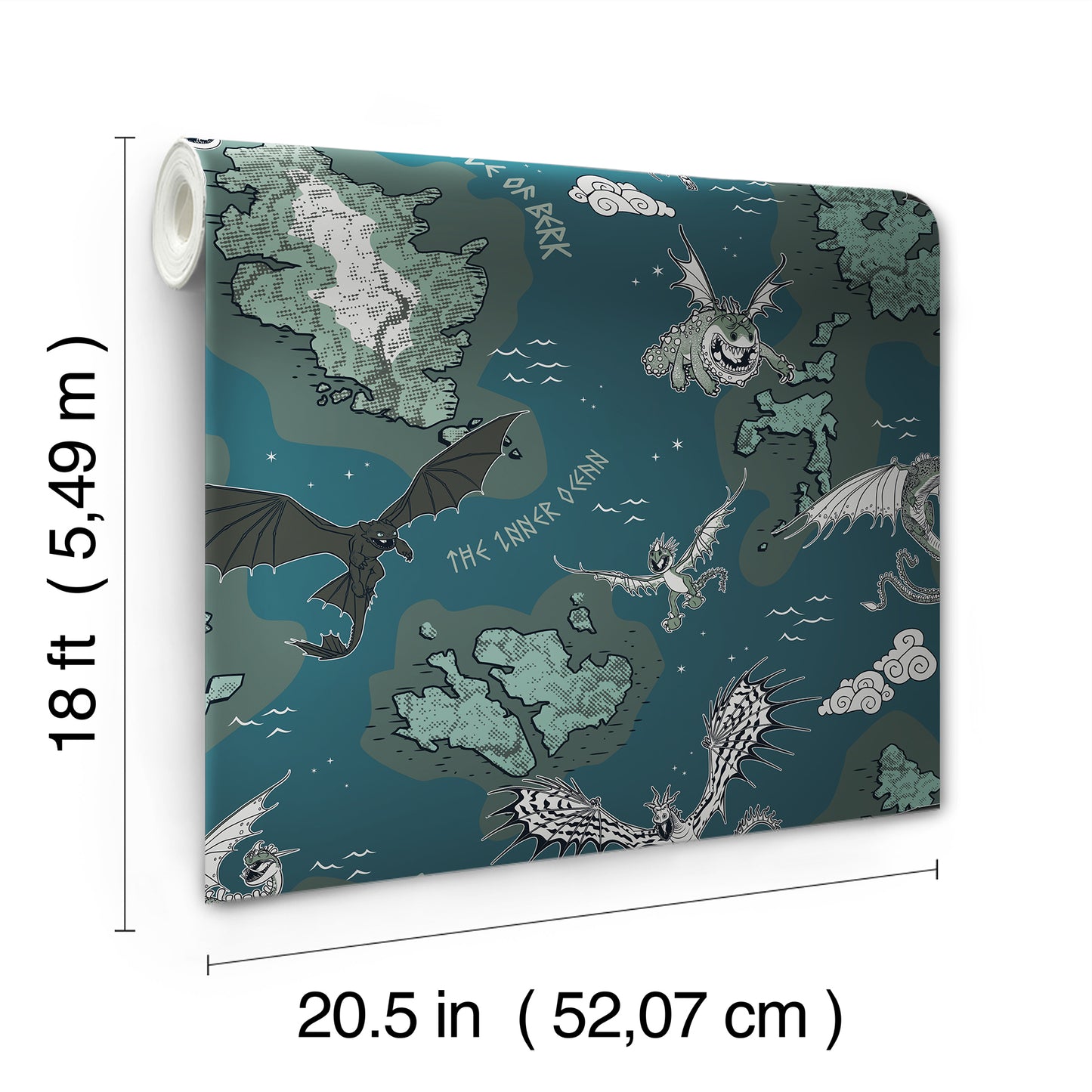 York Wallcoverings RoomMates How to Train Your Dragon Isle of Berk Blue Peel and Stick Wallpaper Whimsical Graphics Blues  Wallpaper - RMWS1300